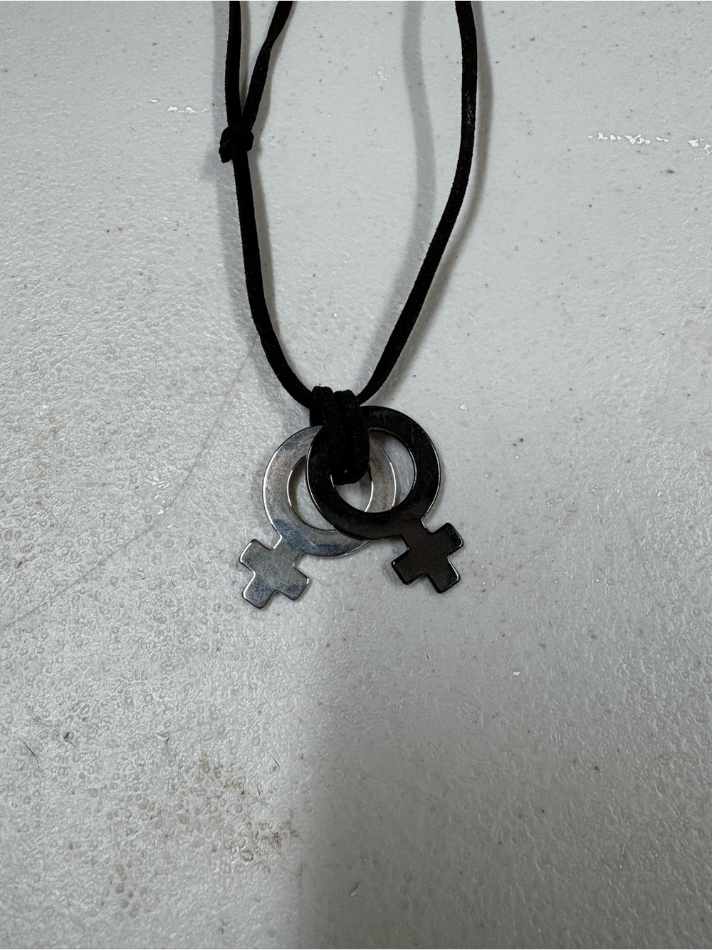 Black and Silver Venus Symbol Pendant Necklace - Women Jewelry